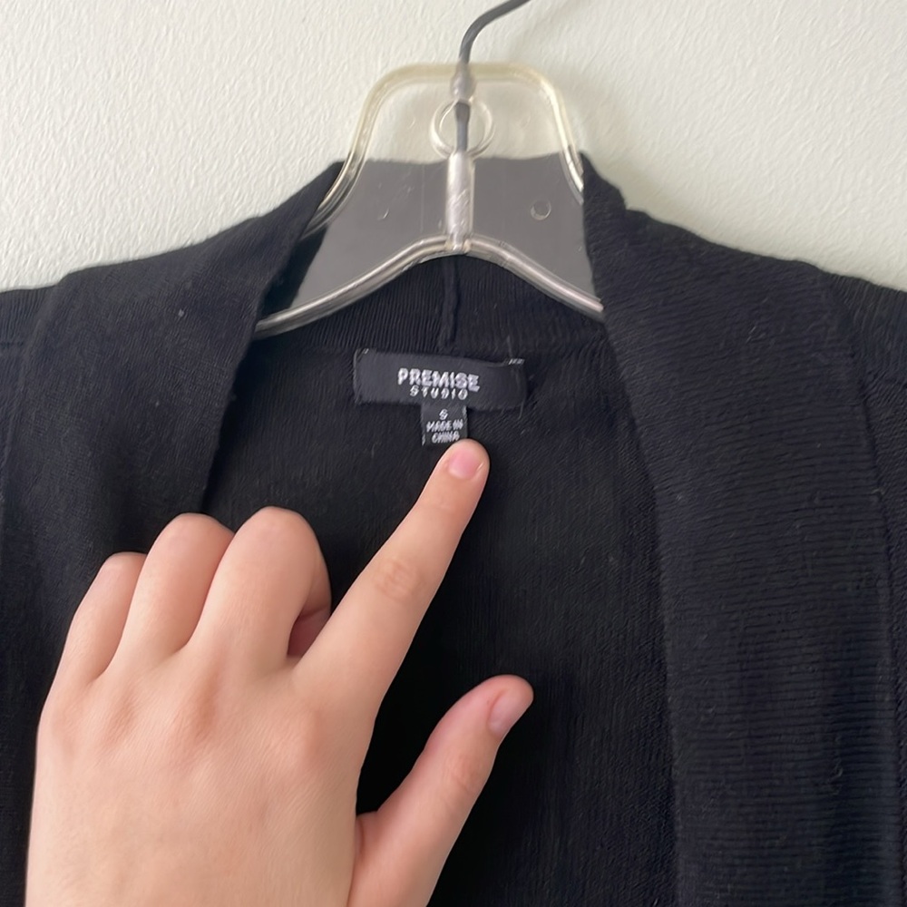 lightweight black cardigan with elbow buttons - Picture 2 of 5